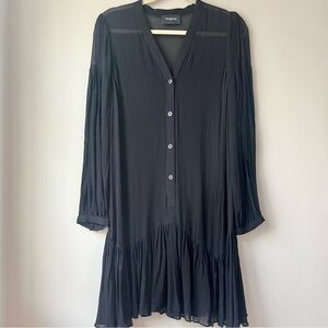 The Kooples Tiered Ruffled Sheer Dress with Long Sleeves size S